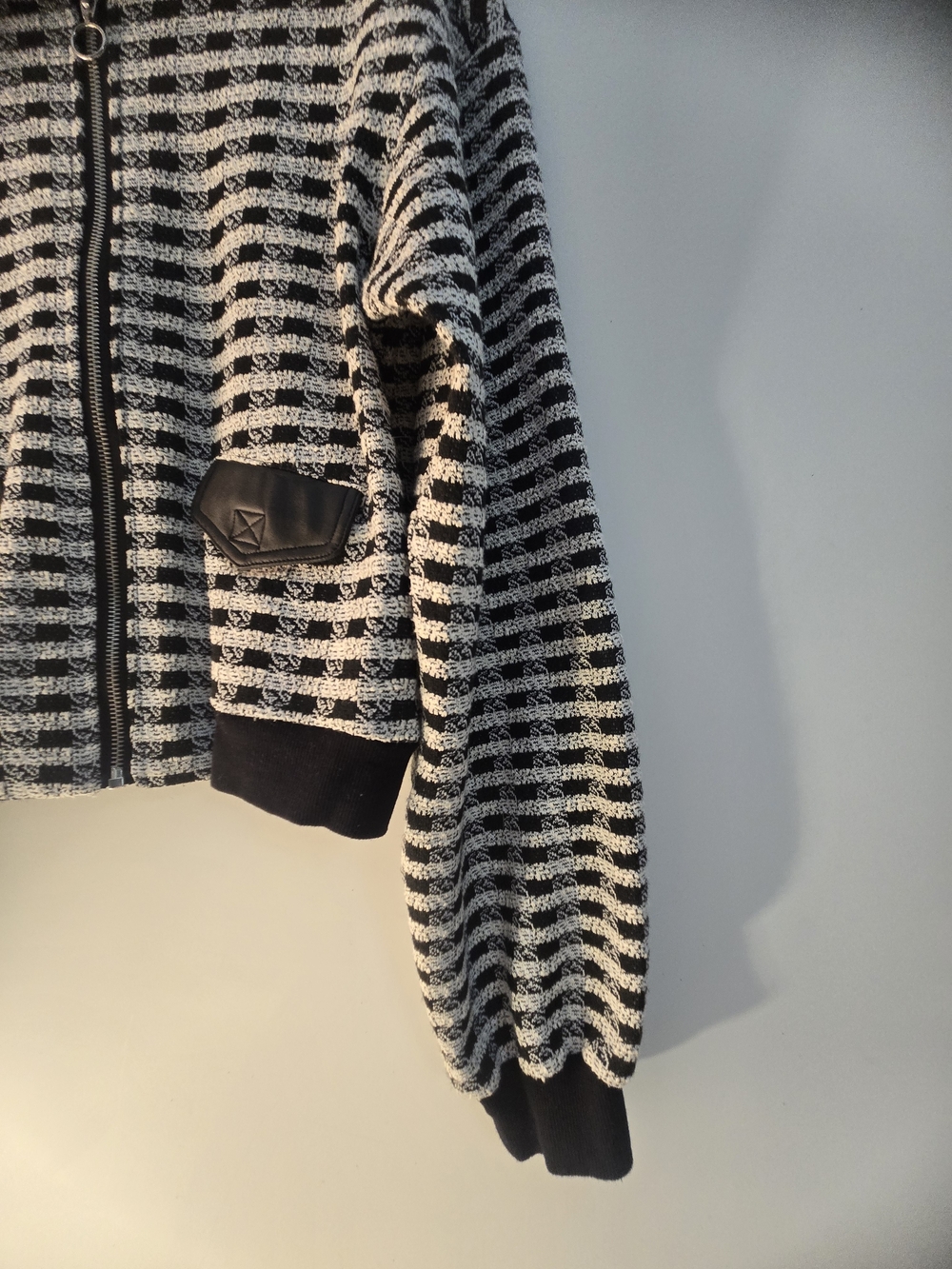Women's Black & White Striped Zip-Up Jacket